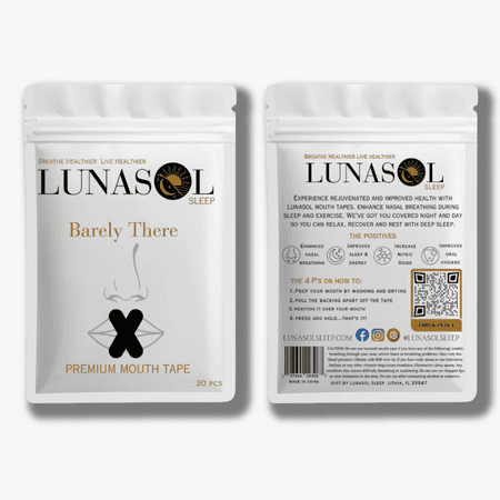 Lunasol Sleep "Barely There" Premium Mouth Tape. Promotes Nasal Breathing, Reduces Mouth Breathing, Minimizes Dry Mouth, Reduces Snoring, Supports Deeper Sleep Quality, Mental Recharge