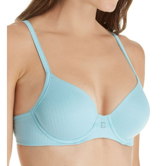 Women's Hanes HU20 Ultimate ComfortBlend T-Shirt Natural Lift Bra (AmazingAquaHthrStripe 36C)