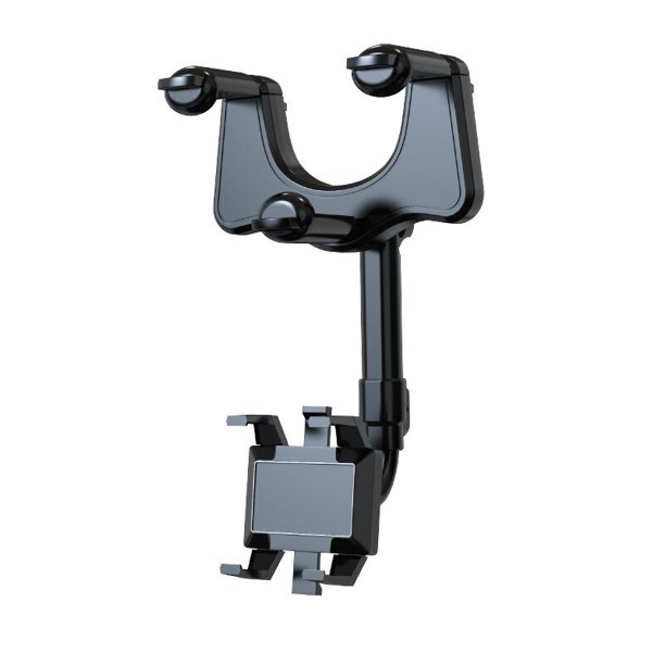 Soporte de teléfono para espejo retrovisor de coche, montaje de teléfono y GPS, giratorio, ajustable, telescópico, 360 °"Black" Fivean Soporte para teléfono de coche