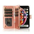 thumbnail image 5 of Allytech iPhone XR Wallet Case 6.1", 9 Cards Holder Zipper Wallet Case for Women Men Shockproof Hand Strap Full Protective Flip Stand Case Cover for  Apple iPhone XR - Rosegold, 5 of 9