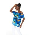 thumbnail image 3 of Women's Hawaiian Off-Shoulder Ruffle Muumuu Top in Sunset Blue XL, 3 of 5