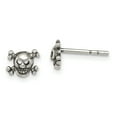 thumbnail image 1 of Beautiful Sterling Silver Polished and Antiqued Skull Post Earrings, 1 of 2