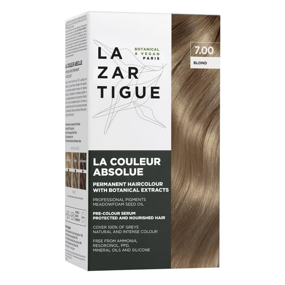 Lazartigue Permanent Haircolour 7.0 I Tinte rubio I Sin amoníaco con extractos botánicos y alta concentración de pigmentos I Para todo tipo de cabello I 150 ml
