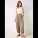 thumbnail image 4 of Pantalones Anchos y Holgados para Mujer, Estilo Palazzo Harén, Informales, con Cintura Elástica y Bolsillos. Caqui L, 4 of 10