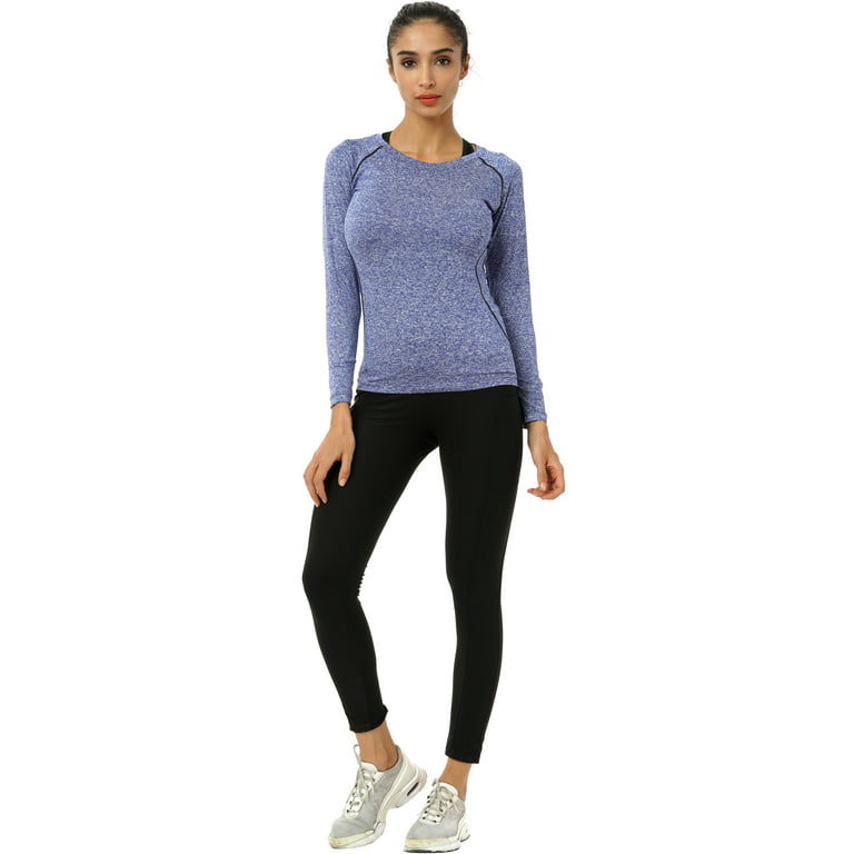 NELEUS Womens Athletic Compression Long Sleeve Yoga T Shirt Dry Fit 3  Pack,Black+Gray+Blue,US Size 2XL