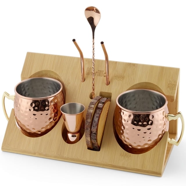 Set Barillio Moscow Mule de 2 vasos chapados en cobre de 530 ml