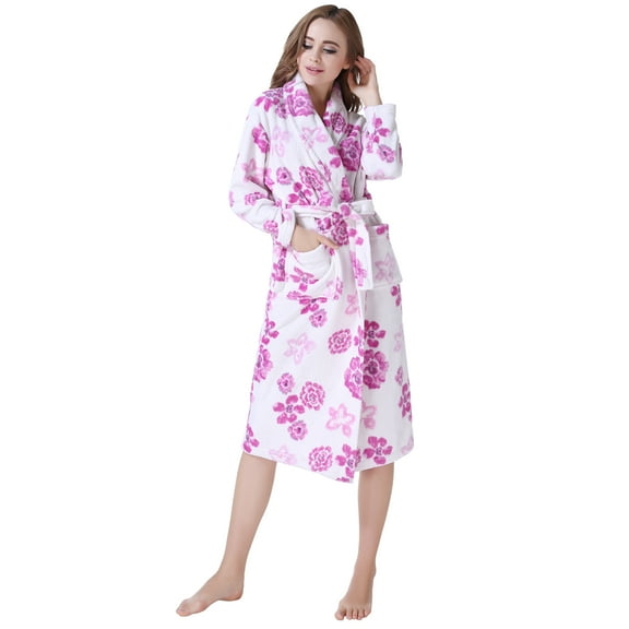 Richie House Women's Plush Soft Warm Fleece Bathrobe RH1590