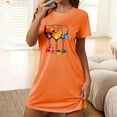 thumbnail image 5 of Plus Size Pajamas Clearance Womens 4th of July Nightdress Crew Neck Short Sleeve Casual Nightgown Fashion Graphic Summer Sleepwear New Orange S, 5 of 5