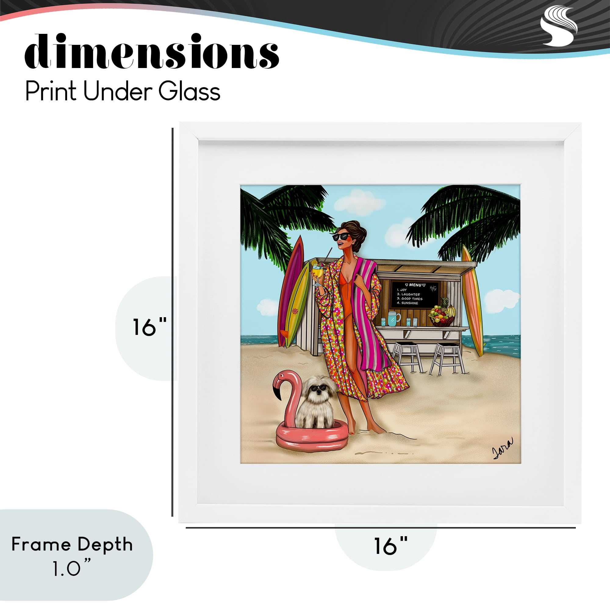 Stupell Industries Beach Girl in Summer Sun White Framed Print Under Glass, design by Tara Boone