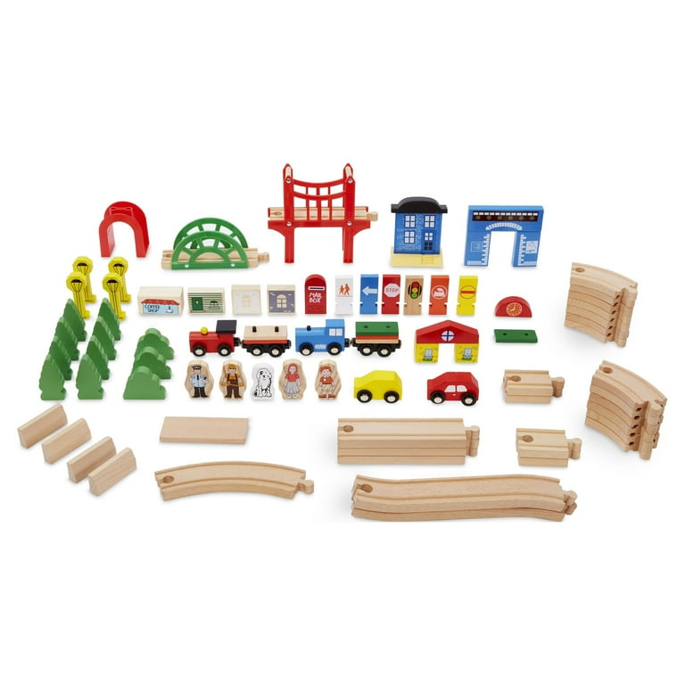 Real wood toys train 2024 table