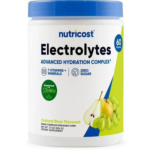 Nutricost Electrolytes Complex Powder (Orchard Blast) 60 Servings - Advanced Hydration Complex, 7 Vitamins   Minerals, Zero Sugar, Sweetened with Stevia, Gluten-Free, GMO-Free
