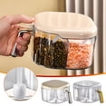 thumbnail image 3 of Hiroekza Divided & Combined Seasoning Box Set - Kitchen Storage Jars for Spices, Sugar, Oil | Multi-Compartment PP Material with Spoon & Dirt-Proof Cover Silver, 3 of 7