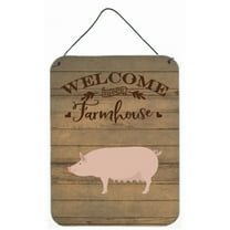 Carolines Treasures English Large White Pig Welcome Door Hanging Prints wall-decor, Multicolor