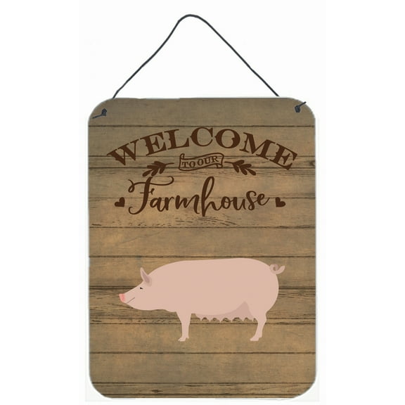 Carolines Treasures English Large White Pig Welcome Door Hanging Prints wall-decor, Multicolor
