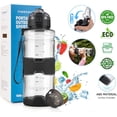 thumbnail image 2 of Botella de agua deportiva ZHAOCHENG 1,5 l marcador de tiempo motivacional sin BPA a prueba de fugas reutilizable negro, 2 of 5