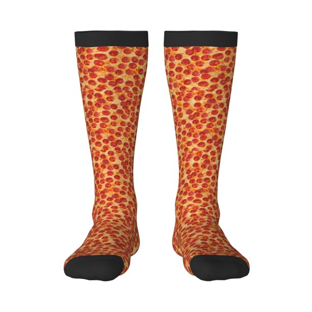Fotbe Pizza Calcetas Divertidas Estampadas para Hombre y Mujer, Calcetas de Algodón hasta la Rodilla para Caminar, Correr, Enfermería y Embarazo
