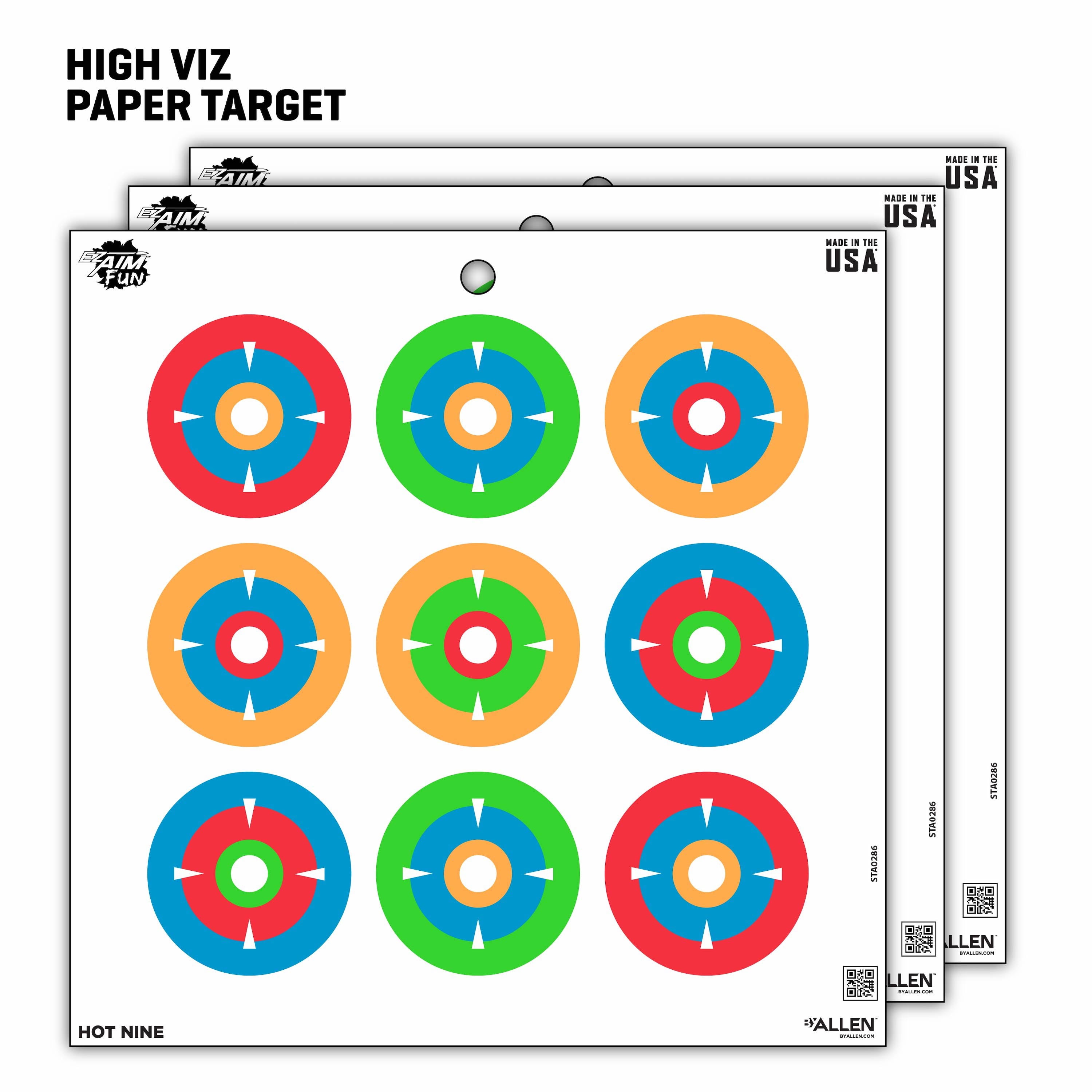 Ez Aim Fun Paper Shooting Targets, Plinking the Day Away, 12 In Square, 12-Pack, Multi-Color, 2 Pack