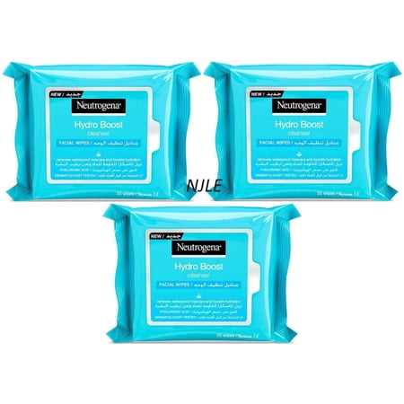 3 Pack of Neutrogena Hydro Boost Cleansing Facial Wipes 25ct / each