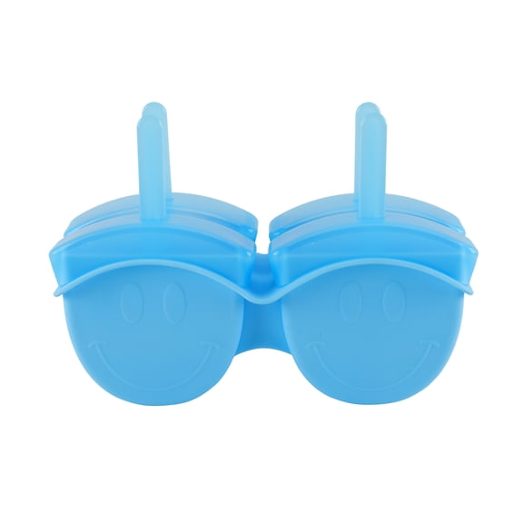 Smiley Face Silicone Ice Pop Molds - Reusable & Dishwasher Safe, Blue