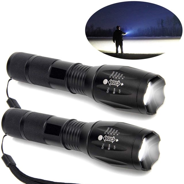 LED Tactical Flashlight 2ps - Handheld Flashlight with High Lumen, Zoomable, 5 Modes, Water Resistant Light - Camping Accessories, Outdoor Gear, Emergency Flashlights, Mini and Convenient design