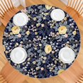 thumbnail image 2 of Pioneer Flower Floral Print Pattern Round Fitted Tablecloth with Elastic Edge,Dining Table Cover Waterproof,Outdoor Round Tablecloth for Camping,Dining,Indoor and Outdoor, 2 of 7