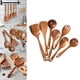thumbnail image 1 of Juego de utensilios de cocina de madera natural Utensilios de cocina de madera de teca Cucharas de cocina antiadherentes de mango largo Regalo - 7 piezas Macarena utensilios de cocina, 1 of 8