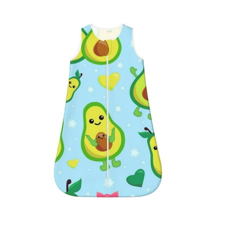 

Fotbe Cartoon Avocado Pattern Sleep Sack - Baby Wearable Blanket with Zipper Extra Soft Cotton Sleeveless Sleeping Bag for Infants-Large