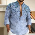 thumbnail image 1 of Camisa de manga larga de 7 botones para hombre, camisa con botones, holgada, con cuello en V, estilo Henley, para playa, material de alta calidad, 2024, 1 of 6
