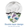 thumbnail image 4 of Shower Caps,White Floral Dinosaurs Pattern Waterproof Shower Cap for Women 4 Pieces,Double Reusable Hair Cover for Shower PEVA Elastic Stretch Hem, 4 of 7