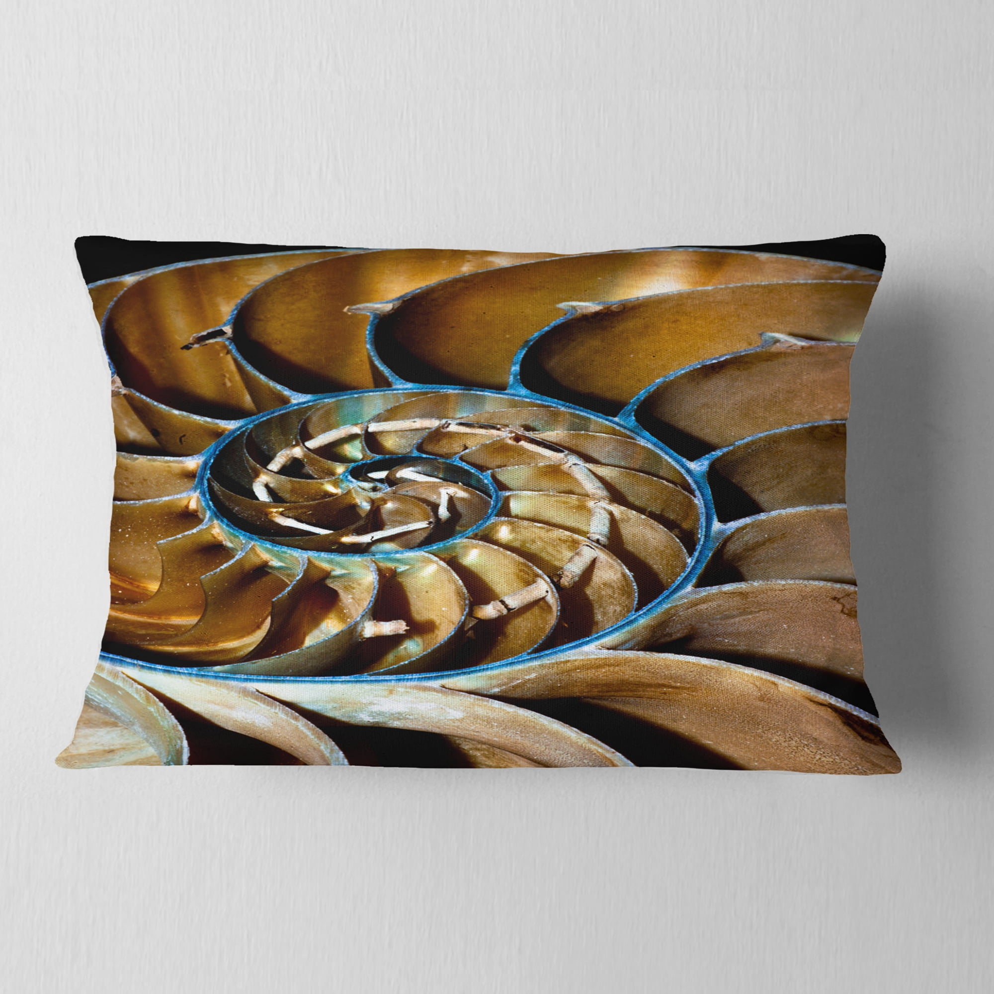 Designart Brown Large Nautilus Shell - Contemporary Throw Pillow - 12x20