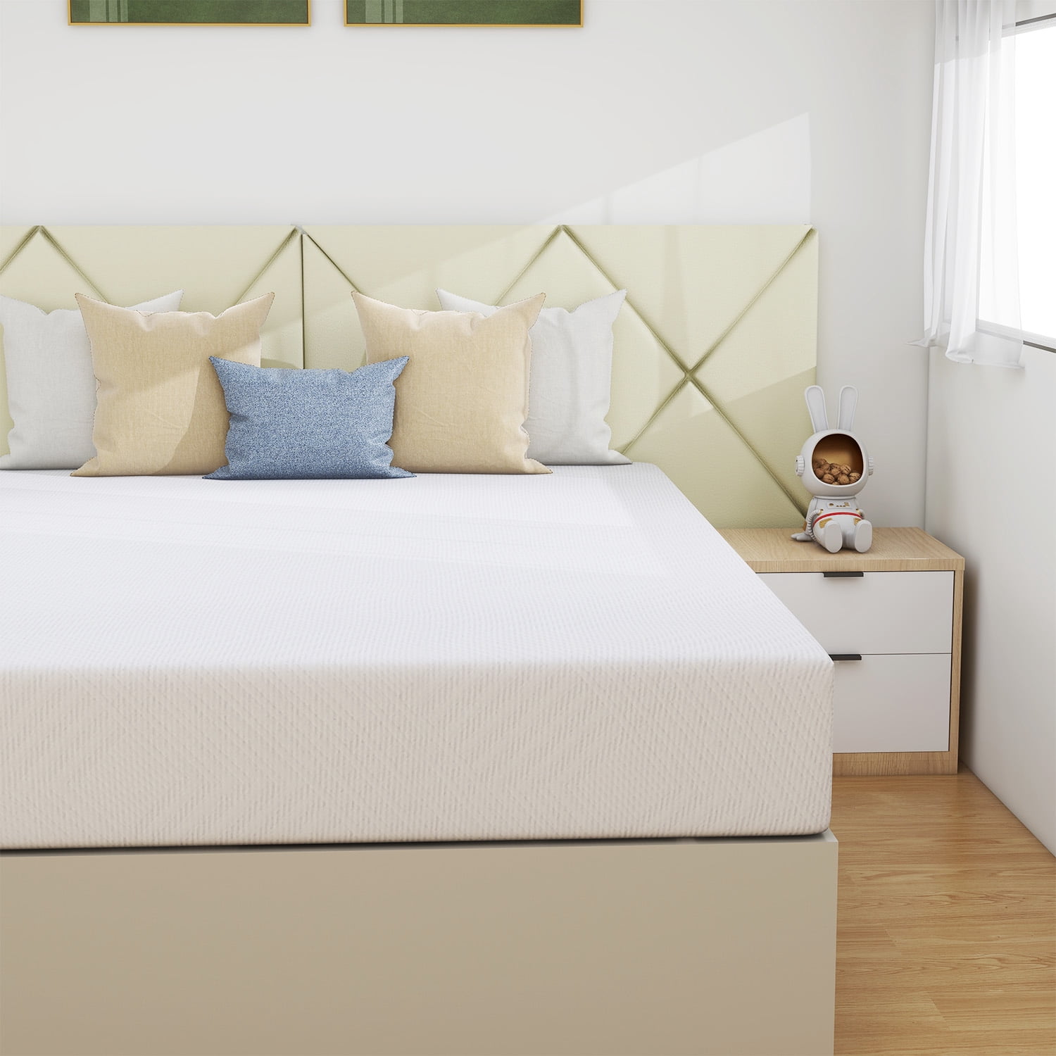 Twin Mattress, 10 inch Gel Memory Foam Mattress, Medium Firmness, White Gel Infused Mattress in a box, Made in USA