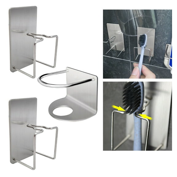 unbranded  3 Pcs Wall Mounted Toothbrush Holder for Bathroom Holders Student Travel Silver