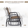 thumbnail image 3 of Outsunny Outdoor Glider Chair, Swing Chair with Breathable Mesh Fabric, Curved Armrests and Steel Frame for Porch, Garden, Poolside, Balcony, Brown, 3 of 9