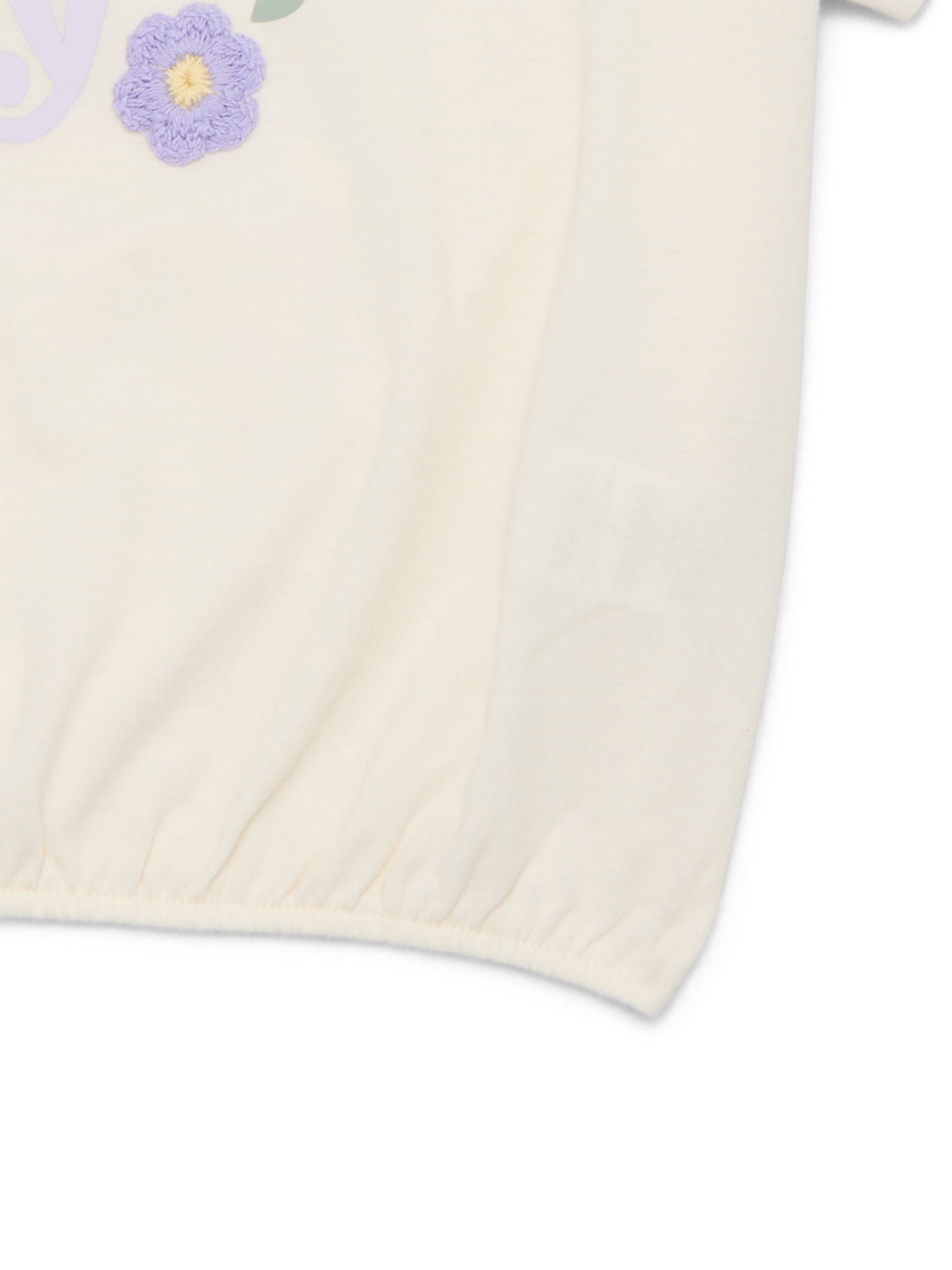 Wonder Nation Girls Boxy Tee with Embroidery, Sizes 4-10