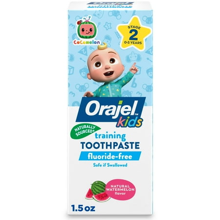 Orajel Kids CoComelon Training Toothpaste Fluoride-Free, Natural Watermelon Flavor, 1.5 oz