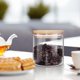 thumbnail image 2 of A glass food storage jar with airtight bamboo lid for tea, coffee, spices, etc. 6.5cm*20cm + bamboo lid 550ml, 2 of 3