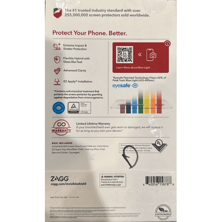 ZAGG - InvisibleShield Fusion VisionGuard Defense Flexible Blue Light Filtering Screen Protector for Samsung Galaxy S22