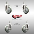 thumbnail image 2 of 4 Inch 316SS Gray Polyurethane Swivel 12mm Threaded Stem Caster Set 2 Brake, 2 of 2