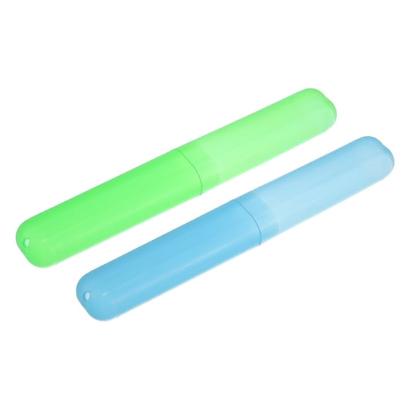 Vocoste 2 Pcs Plastic Lightweight Traveling Toothbrush Holders Case for Travel Business 7.48"x1.06" Blue Green