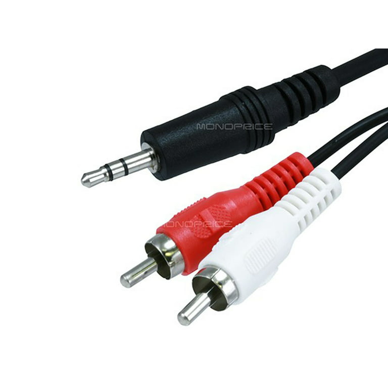6ft 3.5mm Stereo Plug/2 RCA Plug Cable - Black 