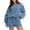 Sky Blue, variant on Busydd Two Piece Sets for Women Solid Color Casual Womens Sweatsuits Long Sleeve Round Neck Sweatshirts and Elastic Waist Drawstring Shorts Lounge Sets for Women 3XL