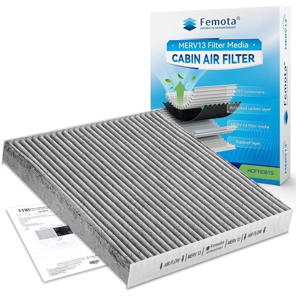 KKFEN-Certified MERV 13 Cabin Air Filter with Activated Carbon, CF10381 for Hyundai Azera (2006-2007), Santa Fe (2007-2009), Sonata (2006-2008), Kia Optima (2006-2010), Magentis (2006-2010)
