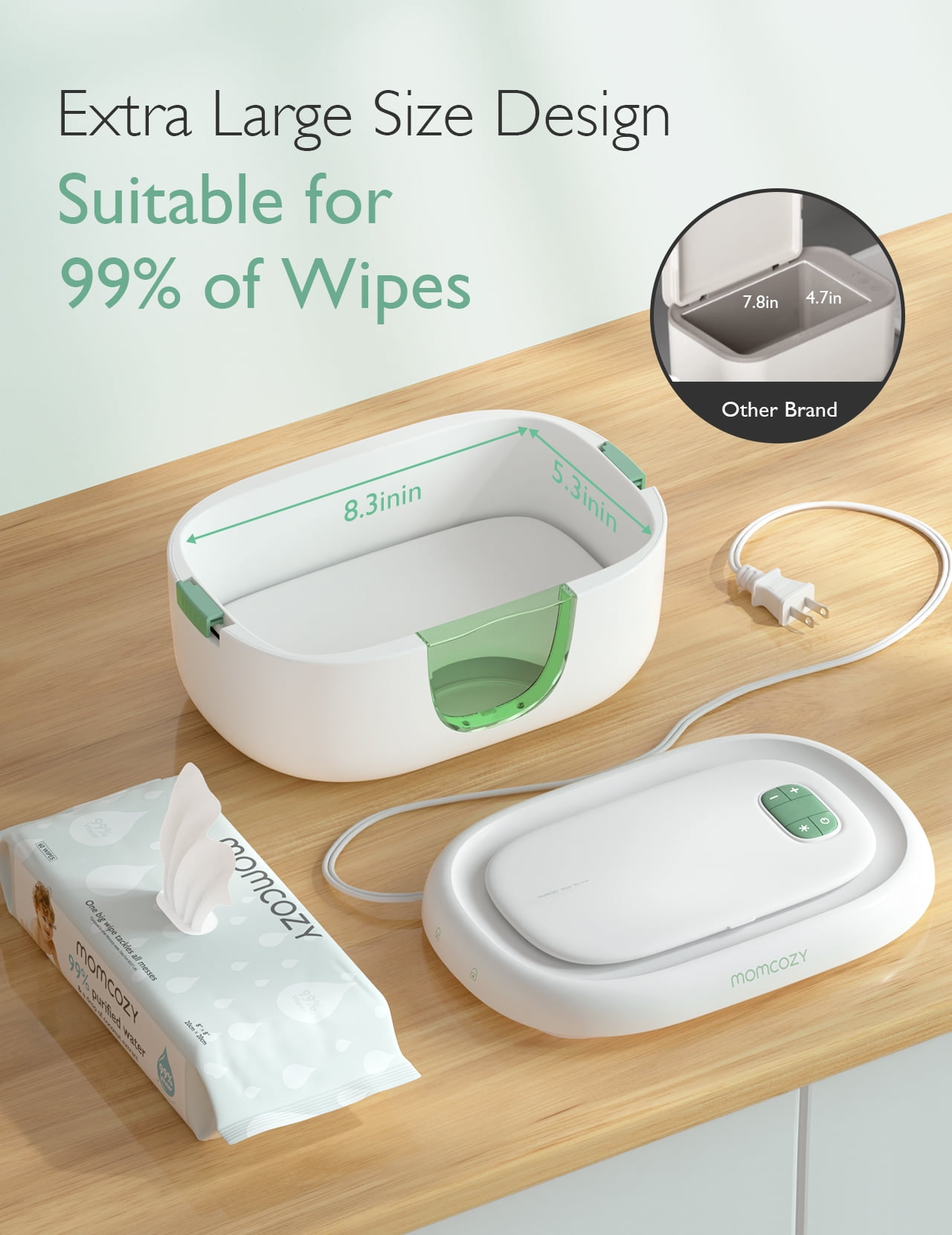 Momcozy Baby Wipe Warmer with Spring Design, 4 Modes Temperature, Wipe Dispenser with Night Light
