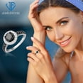 thumbnail image 5 of Diamond Halo Rings – 2.00 CTW Black & White Diamond Halo Ring, Sterling Silver Ring Band – Black Ring Diamond Rings for Women – Birthday Gifts, 5 of 8