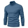 thumbnail image 3 of TFEOQRY Men's Turtleneck Sweater Solid Color Long Sleeve Pullover Casual Fall Winter Warm Basic Tops Blue, 3 of 4