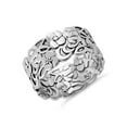 thumbnail image 2 of 925 Sterling Silver Oxidized Platinum Plated Floral Band Women Valentines Day Gifts Ring, 2 of 4