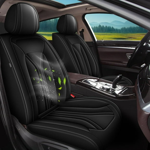 LAONNVIR Seat Covers Fit for GMC Terrain 2010-2024: Leather Car Seat Cover Full Set Waterproof Automotive Cushion Protector (5 Seats,Black)