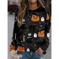 thumbnail image 2 of Arvbitana Women Halloween Pullover Long Sleeve Crew Neck Sweatshirt Pumpkin/Cat Print Hoodies Fall Tops Loose Casual Streetwear, 2 of 6