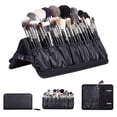 thumbnail image 1 of Rewera - Bolsa organizadora de brochas de maquillaje profesional, estuche para cosméticos para maquilladores, bolso de mano de cuero negro para maquillaje, portátil para viajes (solo bolsa), 1 of 6