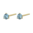 thumbnail image 2 of 3mm Blue Topaz Round Stud Earrings for Women in 14k Yellow Gold with 3-Prong Martini November Birthstone Jewelry by Lavari Jewelers, 2 of 4